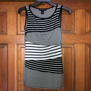 WHBM Black & White Striped Tank